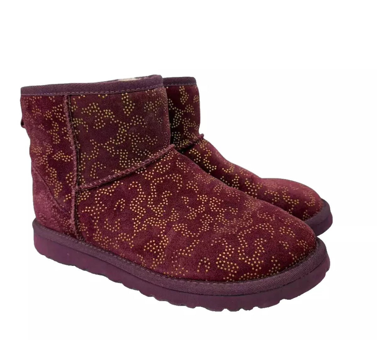 UGG 1008562 ASTR Classic Mini Metallic Maroon Sheepskin Boots UK4.5 37 UGG F11 ladies