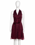 Gucci Silk Halter Dress Burgundy Red Polka Dot Size IT 38 / UK 6 / US 2 ladies