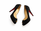 Christian Louboutin Black Suede Peep Toe Pumps – EU 36 ladies