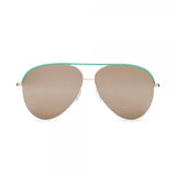 Victoria Beckham VBS90 C30 18K Gold Turquoise Leather Mirror Limited Edition Sunglasses ladies