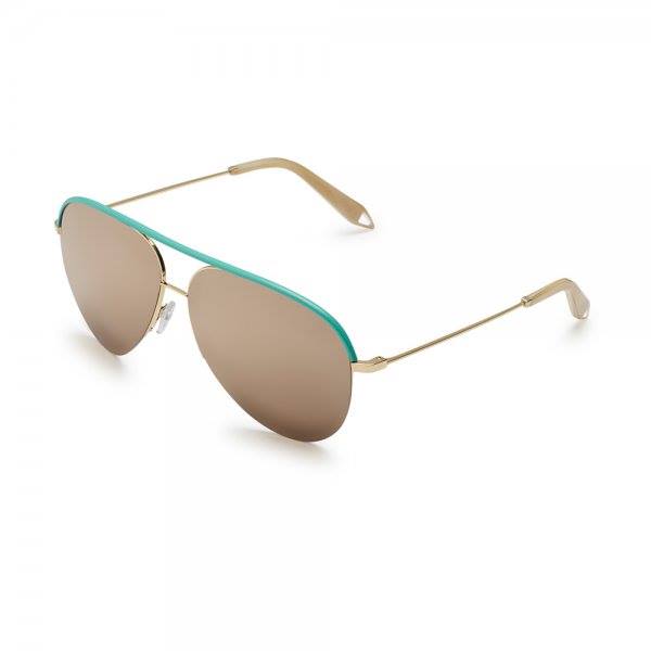 Victoria Beckham VBS90 C30 18K Gold Turquoise Leather Mirror Limited Edition Sunglasses ladies