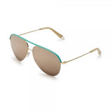 Victoria Beckham VBS90 C30 18K Gold Turquoise Leather Mirror Limited Edition Sunglasses ladies