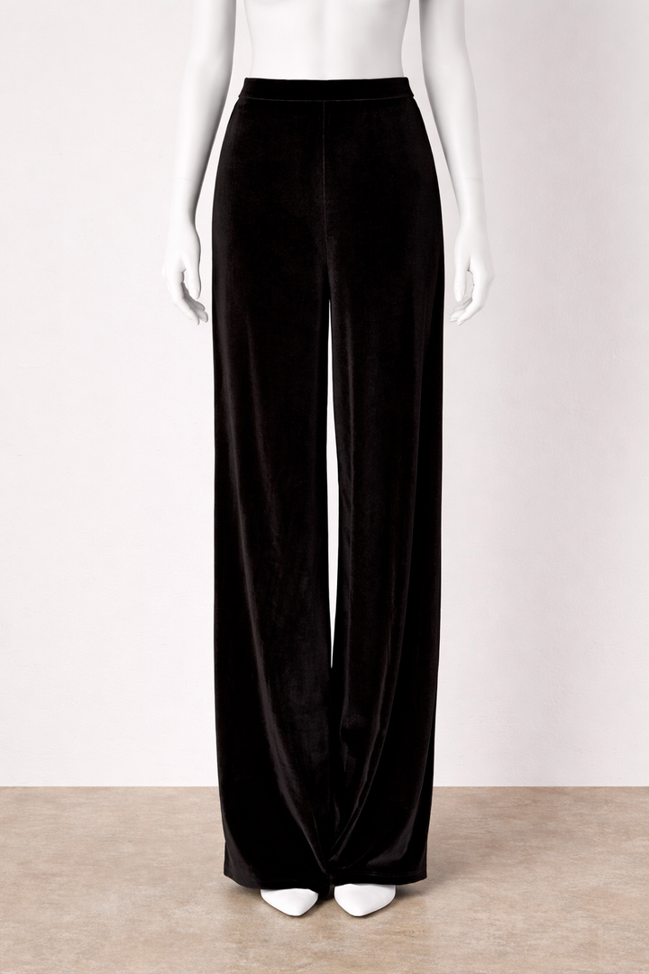 TBA velvet wide leg black trousers size 40 S small ladies