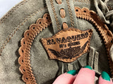 El Vaquero Kate Suede Fringe Khaki Cowboy Western Boots size 39 ladies