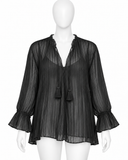 Etro Black Silk Sheer Blouse size I 38 XS ladies