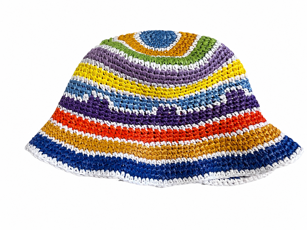 MISSONI Rainbow Printed Crochet Bucket Hat Ladies