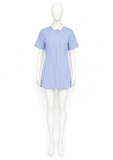 PDN London Blue & White Linen & Cotton Stripe Shirt Dress Size 36 UK 8 ladies