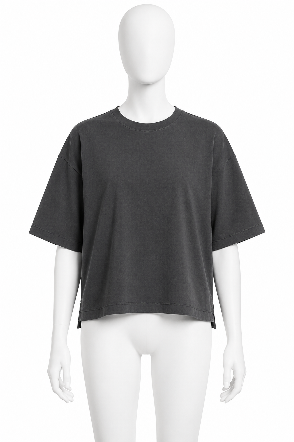Charcoal Blue Semi-Oversized Cotton T-Shirt One Size Fits All ladies