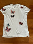 VALENTINO Garavani White Cotton Butterfly Embroidered T-Shirt Size S Small ladies