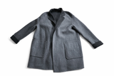 LORO PIANA blue & navy cashmere JIMI REVERSIBLE LEATHER TRIM Jacket Size S ladies