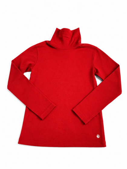 Petit Bateau Red Cotton Turtleneck Top 12 years children