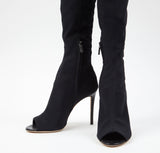Jimmy Choo Black Mesh Over-the-Knee Peep-Toe Stiletto Boots – Size 37 ladies