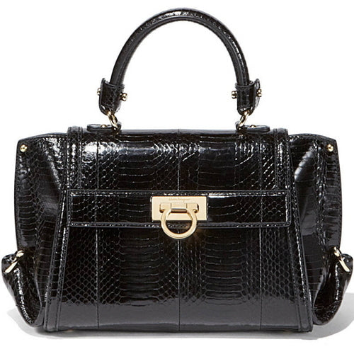SALVATORE FERRAGAMO Small Sofia bag in python, Black ladies