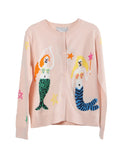 STELLA MCCARTNEY KIDS GIRLS’ Knit Pink Mermaid Intarsia Cardigan Size 10 years children