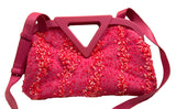 Bottega Veneta Pink Boucle Tweed Point Shoulder Bag Handbag ladies