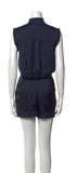 Zadig & Voltaire Navy Caosys Satin Ruffle Trim Romper Size S small ladies