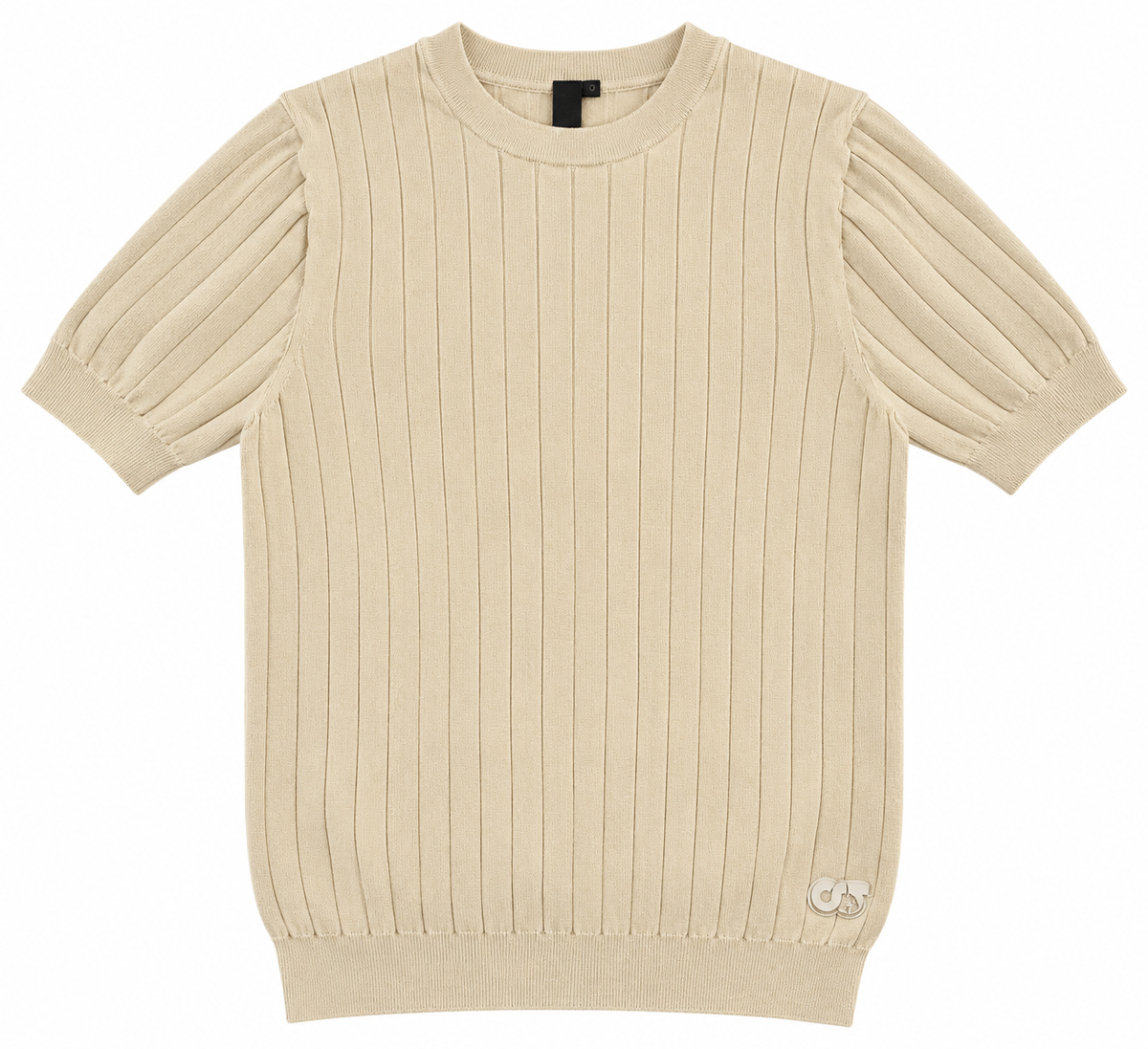 AlphaTauri Beige 3D Ribbed Knit Short Sleeve Jumper – Size M men