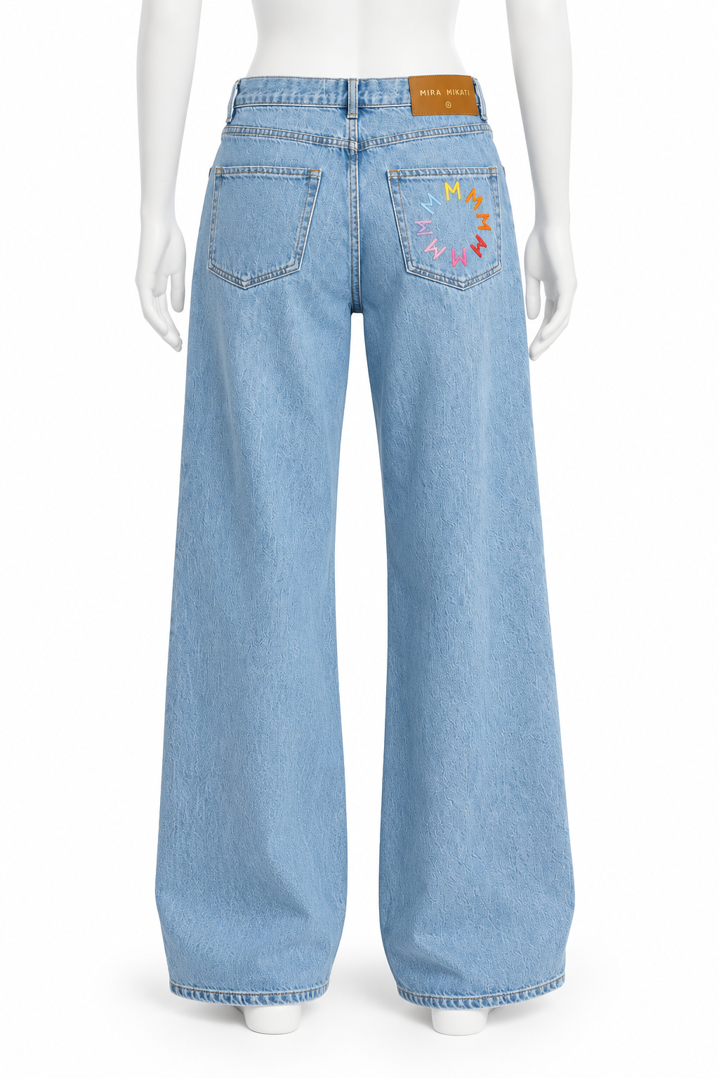 Mira Mikati Light Blue Embroidered Wide-Leg Jeans – Size 40 ladies