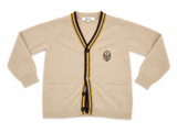 Bonpoint Beige Wool V-Neck Crest Cardigan – 4 Years children