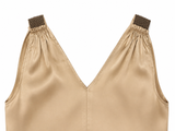Brunello Cucinelli Champagne Silk Monili Belted Long Dress Size L large ladies