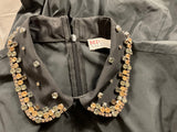 REDVALENTINO Black Crystals embellished collar dress size I 42 UK 10 US 6 ladies