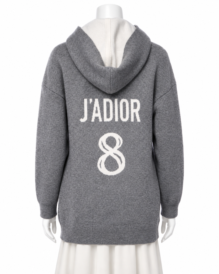Christian Dior J’Adior 8 Grey Cashmere Blend Hooded Sweater – Size F40 / UK 12 / US 8 ladies