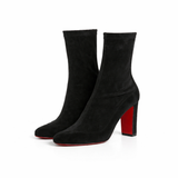Christian Louboutin Black Suede Gena Mid Calf Boots Size 38 1/2 ladies
