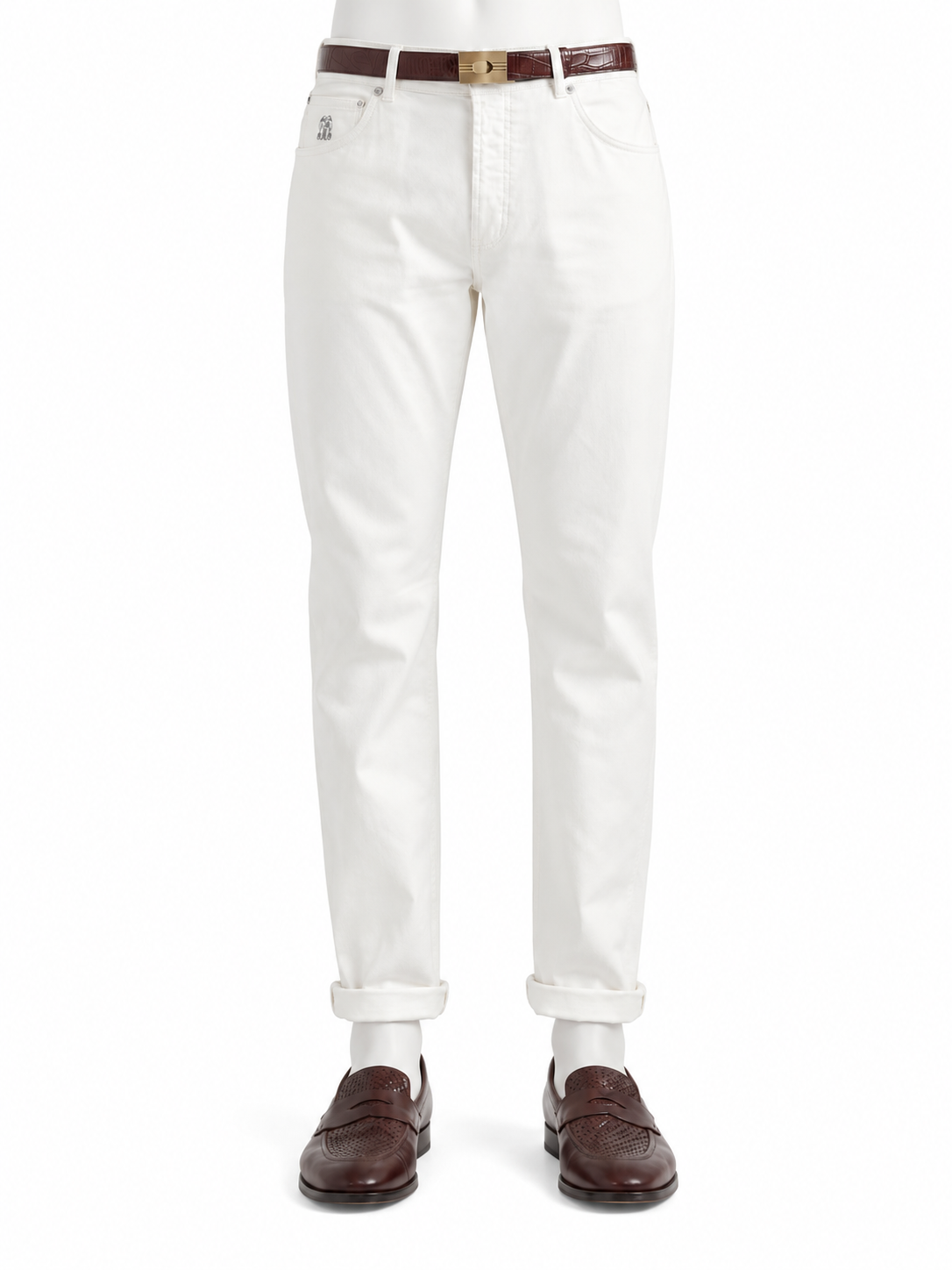 Brunello Cucinelli Men’s White Iconic Fit Straight-Leg Jeans – Size IT 48 men