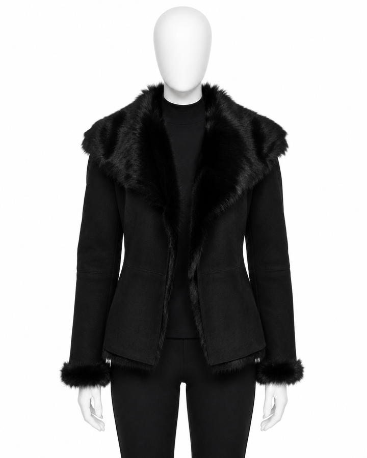Joseph Black Toscana Anais Sheepskin Short Coat – Size 38 ladies