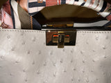 Fendi Small Peekaboo ISeeU Grey Ostrich Silver Hardware Bag Handbag Ladies