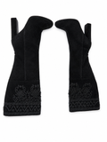 ETRO BLACK SUEDE EMBROIDERED KNEE LENGHT BOOTS SIZE 38 LADIES