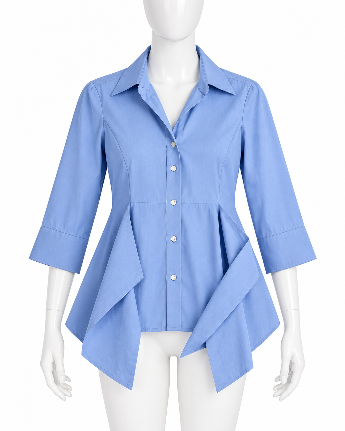Blue Cotton Asymmetric Shirt ladies