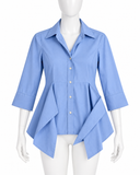 Blue Cotton Asymmetric Shirt ladies