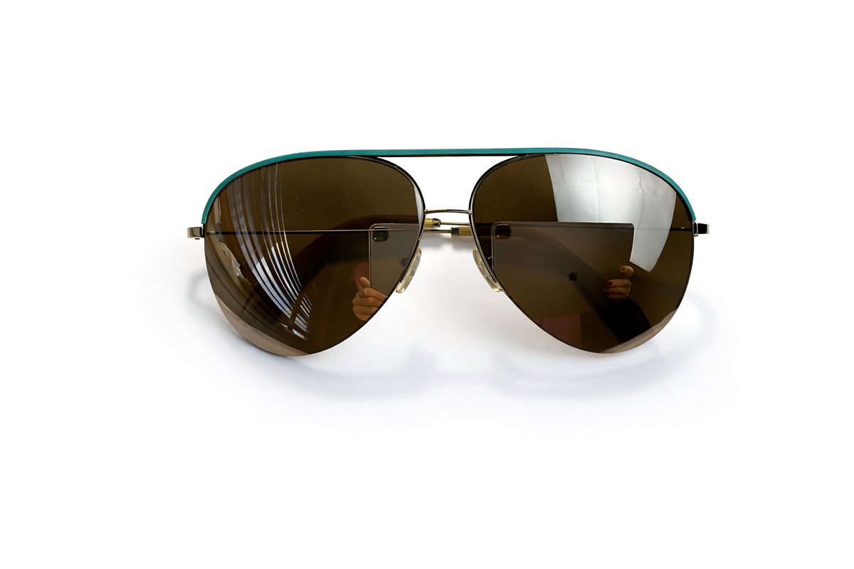 Victoria Beckham VBS90 C30 18K Gold Turquoise Leather Mirror Limited Edition Sunglasses ladies
