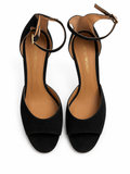 Emporio Armani Black Suede Ankle Strap Heels – Size EU 38 ladies