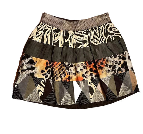 Diane von Furstenberg Meggy Patchwork Mixed-Media Skirt US 0 UK 4 XXS XS ladies