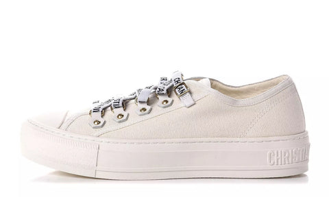 CHRISTIAN DIOR Canvas Walk'n Dior Low Top Sneakers Trainers White Size 38.5 ladies