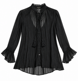 Etro Black Silk Sheer Blouse size I 38 XS ladies