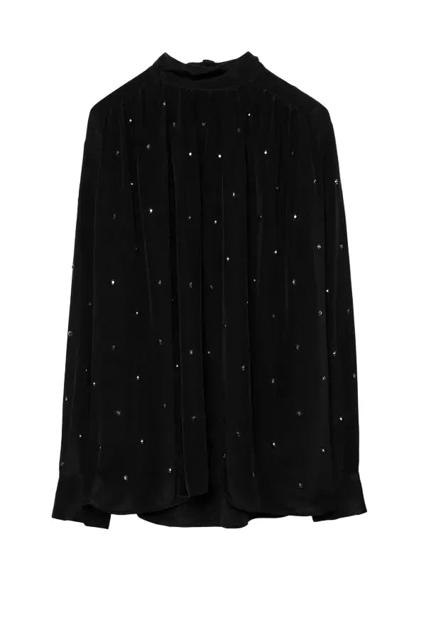 Zadig&Voltaire Teddy Strass Silk Tunic Blouse Size S small ladies