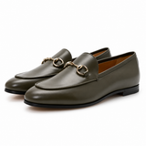 GUCCI Calfskin Womens Jordaan Loafers Luscious Green Size 38 1/2 ladies