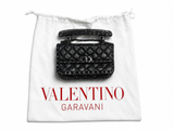 Valentino Garavani Craquele Nappa Small Rockstud Spike Shoulder Bag – Black ladies