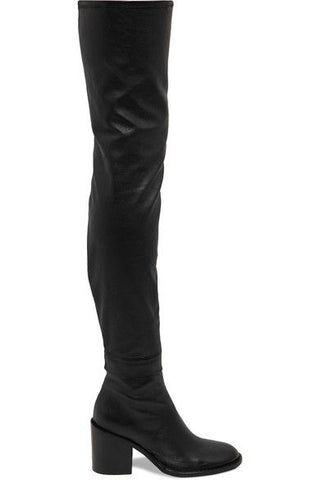 ANN DEMEULEMEESTER BLACK HEELED OVER-THE-KNEE LEATHER BOOTS SIZE 39 US 9 UK 6 ladies