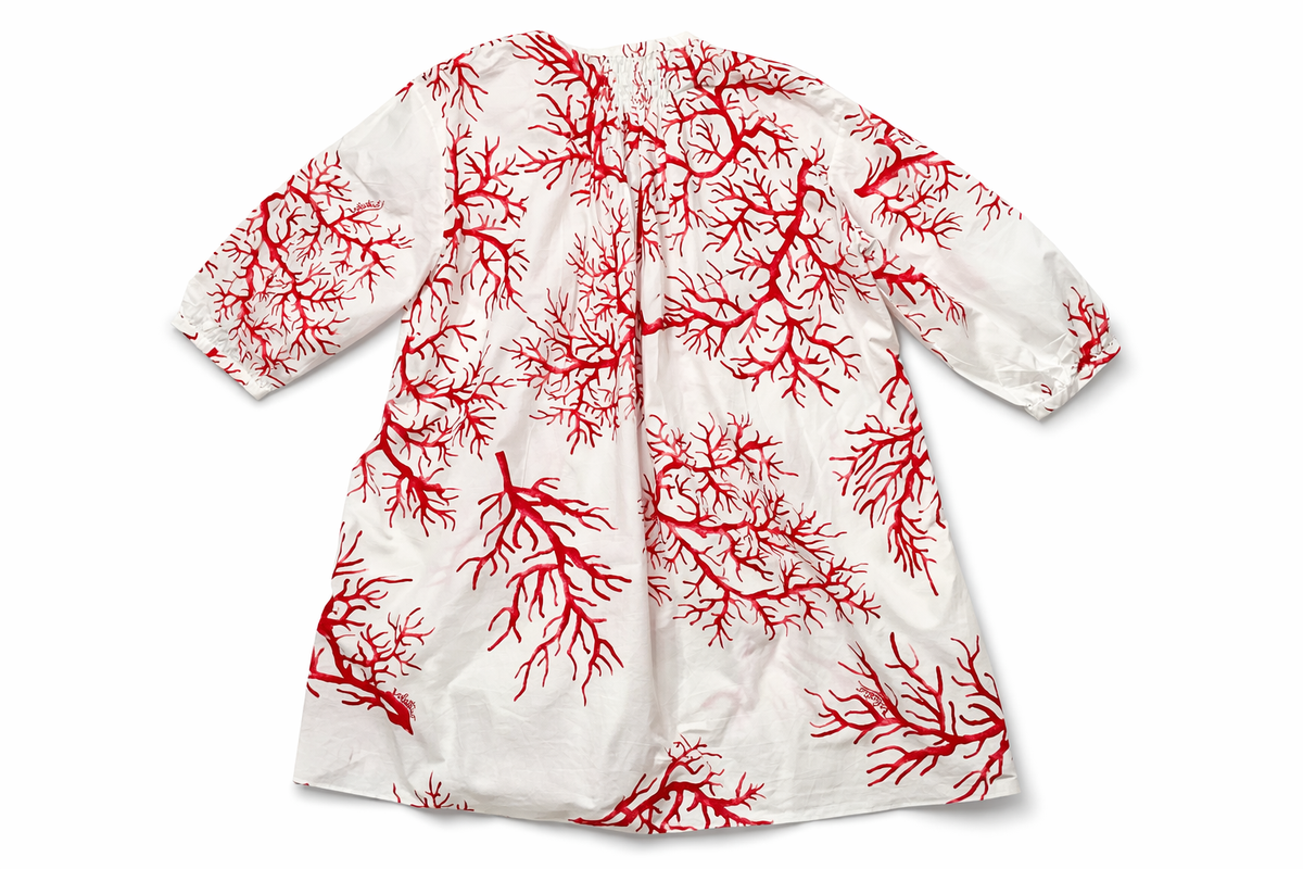 Valentino Archive '68 White Coral Printed Tunic Mini Dress Size I 44 UK 12 US 8 ladies