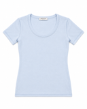 Fabiana Filippi Light Blue Cotton T-Shirt with Monili Trim Size I 40 UK 8 ladies