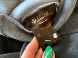 LORO PIANA blue & navy cashmere JIMI REVERSIBLE LEATHER TRIM Jacket Size S ladies