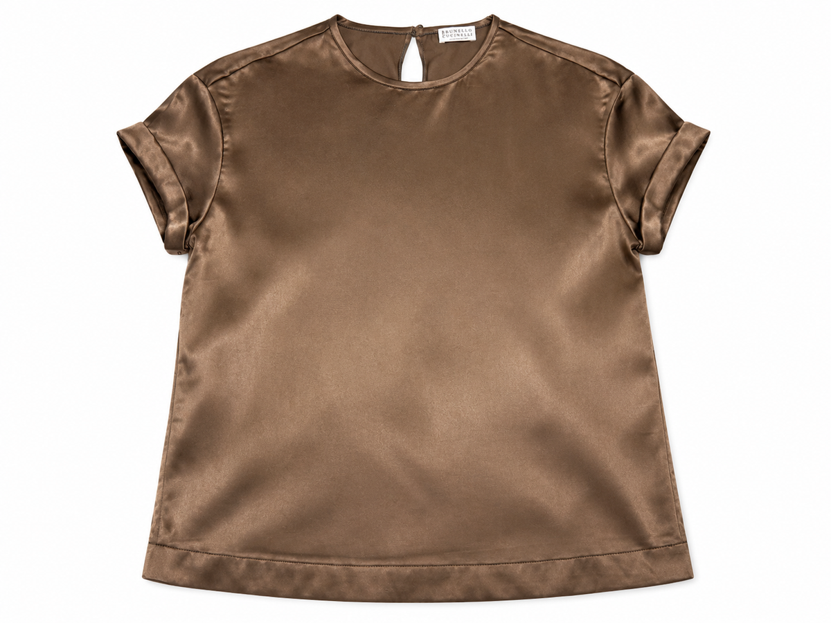 Brunello Cucinelli Silk Monili Trim Top – Size S ladies
