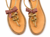 René Caovilla Crystal Bow Embellished Flat Sandals – Pink & Gold – EU 36 ladies