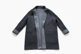 LORO PIANA blue & navy cashmere JIMI REVERSIBLE LEATHER TRIM Jacket Size S ladies