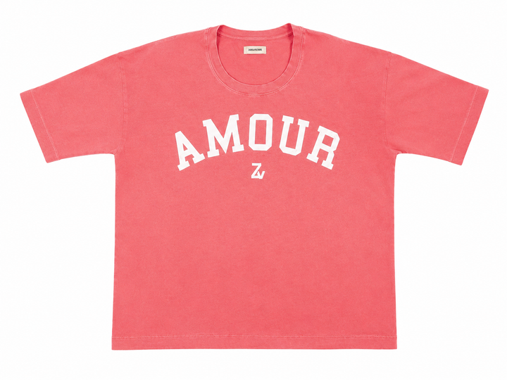 Zadig & Voltaire Portland AMOUR Oversized Pink Cotton T-Shirt | ladies