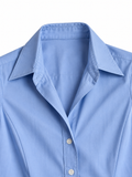 Blue Cotton Asymmetric Shirt ladies